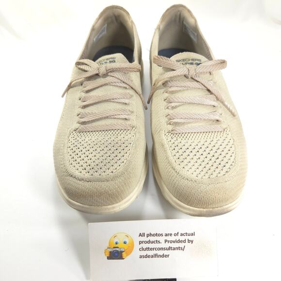 Skechers On The Go Stretch Fit Athletic Running Shoe Womens Size 11 136748 Beige - Picture 2 of 9